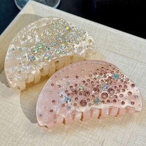 Pink Or Ivory Crystal Hair Claw